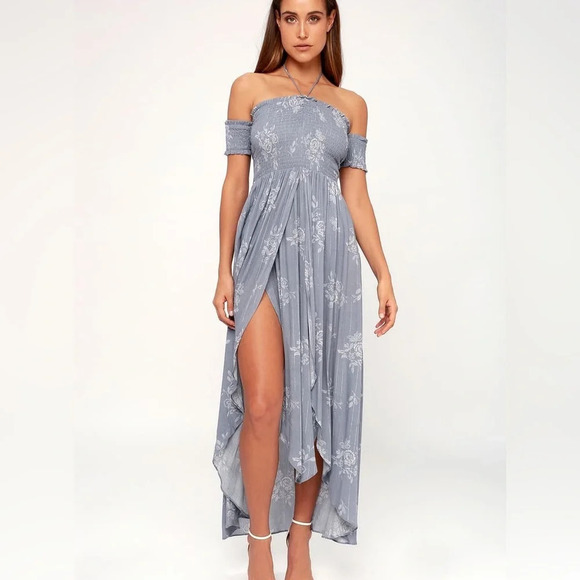 SAGE The Label Lulus Daydream Floral Print Off the Shoulder fairycore Midi Dress - Picture 1 of 15